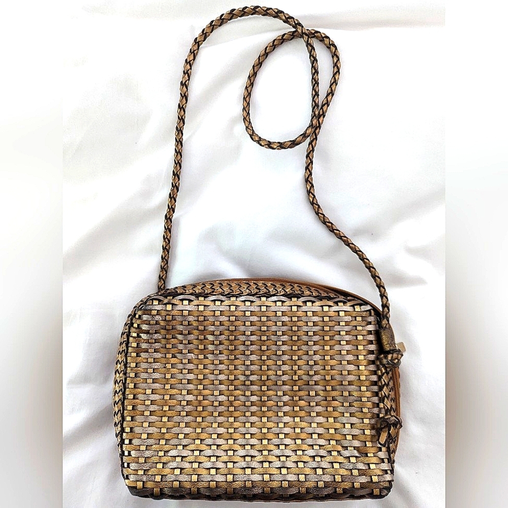 VINTAGE woven metallic everyday crossbody bag